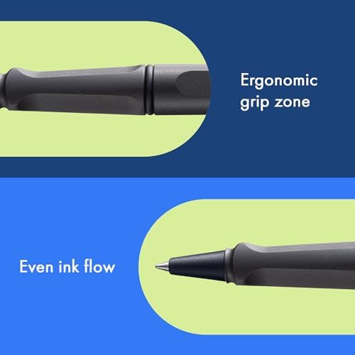 LAMY safari umbra - Rollerball Pen with ergonomic grip & line width M - for pleasant long writing - made of robust ASA plastic - including rollerball refill LAMY M 63 in black