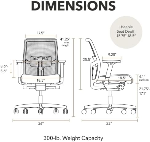 HON Ignition 2.0 Low Back Ergonomic Office Chair, Desk Chair, Black