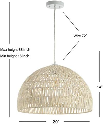 JONATHAN Y Campana 1-Light Pendant Dome Ceiling Lamp, 20", Cream