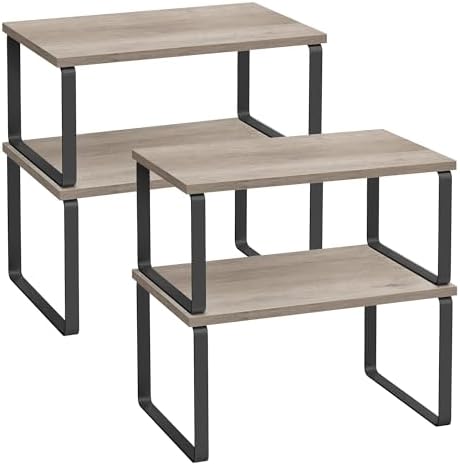 SONGMICS Cabinet Organizer Shelf, Set of 4 Spice Rack, Kitchen Storage