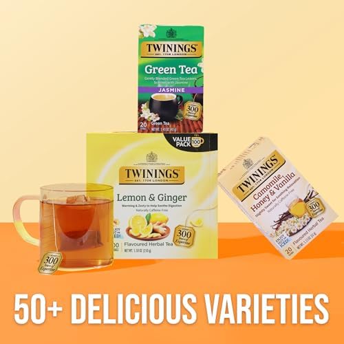 Twinings Camomile, Honey & Vanilla Herbal Tea individually Wrapped Bags, 20 Count (Pack of 1), Naturally Caffeine-Free, Enjoy Hot or Iced, 20 Teabags