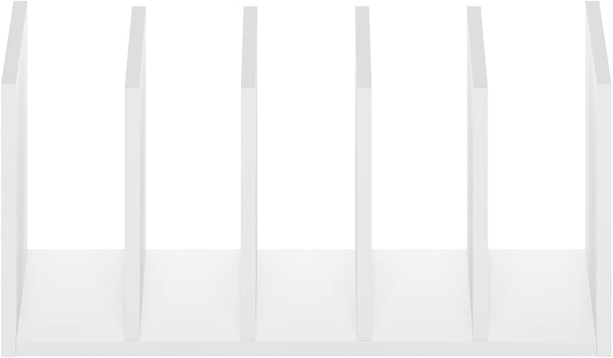 Furinno HERMITE Desk File Folder Organizers, 5-Space Vertical Desktop Office Organization Racks, Desk Top Display Book Shelf, for Paper, Office Supplies, Magazine, White