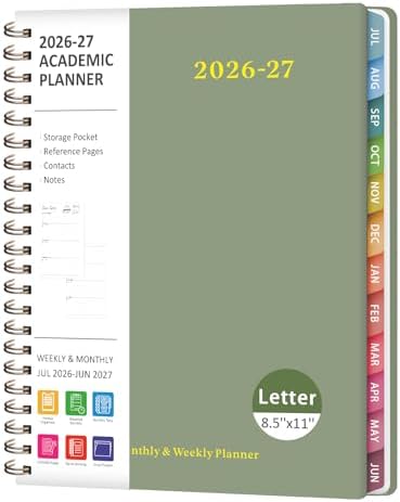 Planner 2026-2027, Weekly and Monthly Academic Planner