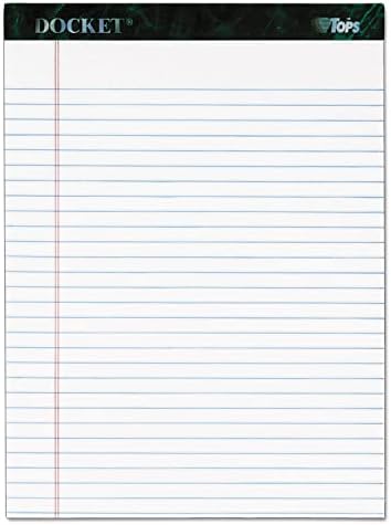 Tops Docket Lined Legal Pads, 8.5 x 11 Notepads, 50 Sheets, 6 Pack, White