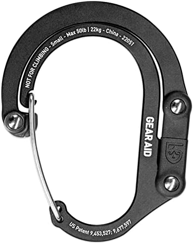 GEAR AID HEROCLIP Carabiner Clip and Hook (Large, Medium, Small, Mini) for Camping & HEROCLIP Carabiner Clip and Hook (Small) for Purse, Stroller, and Backpack, Stealth Black