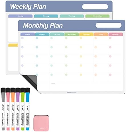 loukin Static Cling Monthly & Weekly Dry Erase Calendar, Whiteboard Planner