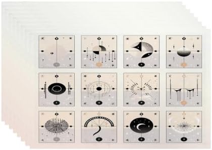 Batmerry Abstract Designs Placemats, Set of Minimalist Cards Washable Linen Table Mats for Kitchen Table Double Insulation Decor Dining Set Indoor Outdoor 12X18 in Set of 8