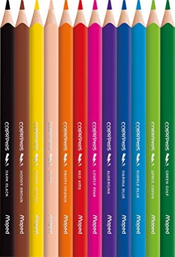 Maped 863312 Strong Jumbo Ergonomic Triangular Coloured Pencils, Colour'PEPS Extra Stable Lead 4 mm - 12 x Pens