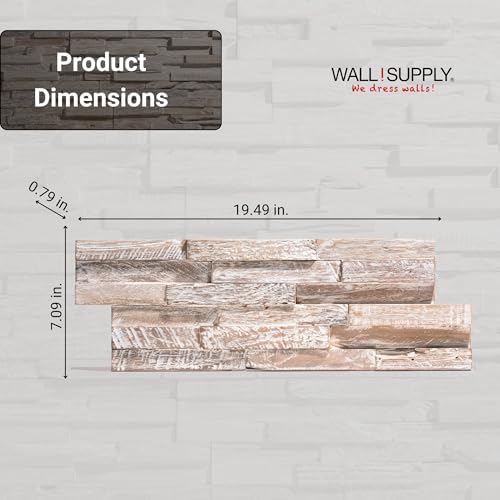 Wall!Supply 3D Wall Panels – Reclaimed Whitewash Asian Teak Wood – Home Decor Wallpaper Alternative for Living Room, Bedroom & Office – Easy DIY Installation – 10 Pack, Covers 9.6 Sq Ft