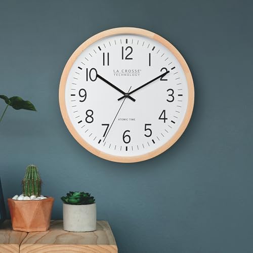 La Crosse Technology 404-53707-INT 12.8-Inch Beech Wood Atomic Analog Wall Clock