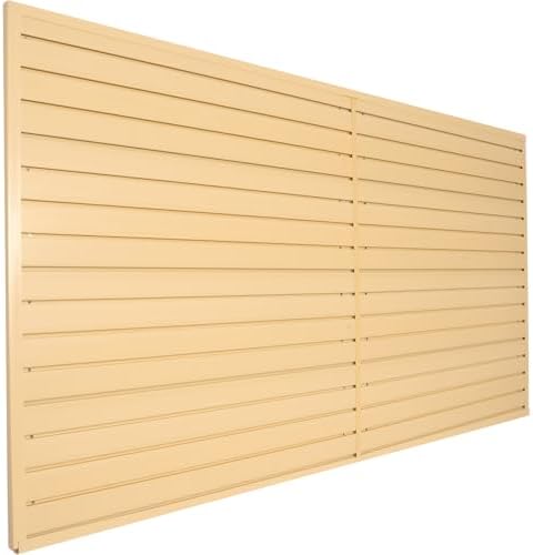 FRAYSCENT Slat Wall Paneling Garage Wall Organizer, Slatwall Panels Garage Tool Organizer Wall Mount Garage Slat Wall Storage Systems, Slat Board PVC Wall Panels Garage Storage (BEIGE, 8ftx4ft)