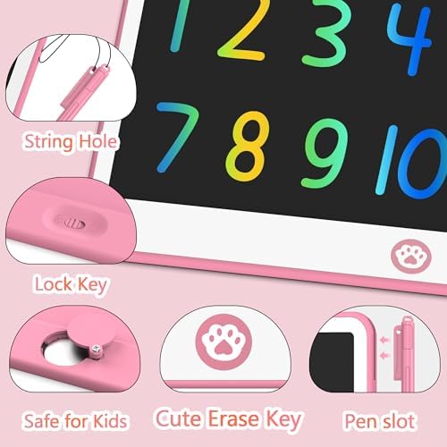 Hockvill LCD Writing Tablet for Kids 16 Inch, Toys for Girls Boys Drawing Pad for 3 4 5 6 7 Year Old Kids Toys, Christmas Birthday Gift for Kids, Toddler Doodle Board Travel Essentials - Pink