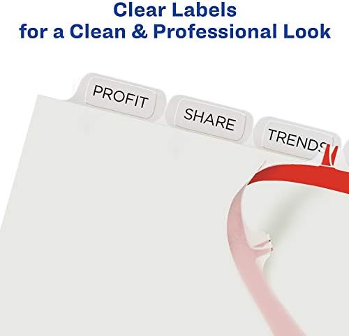 Avery Index Maker Clear Label Dividers, 8-Tab, White, 5 Sets