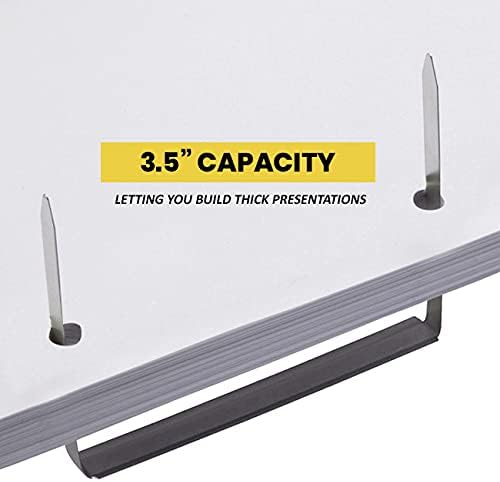 OLYMPX Prong Paper Fasteners 3.5 Inch Capacity, 50 Complete Sets, Corrosion-Resistant Steel, 2.75 Inch Base with Compressor for Standard 2-Hole Punch, File Folders, Folder Clips, Made in USA