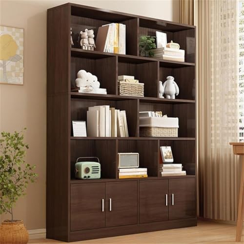 Closed Back Cabinet Wood Standard 9.5'' Wide Bookcase Bookshelf Storage Rack Multi-Layered Storage Shelf Cabinet Display Unit Integrated Against the Wall Black Oak 55.1" L x 9.4" W x 70.9" H