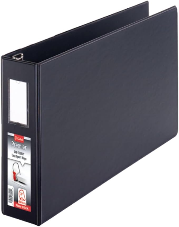 Cardinal 12112 D-Ring Reference Binder, HVY-Duty, 1-Inch Cap.,11-Inch x17-Inch, BK