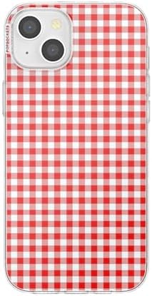 PopSockets iPhone 15 Plus Phone Case with MagSafe- Rosso Gingham