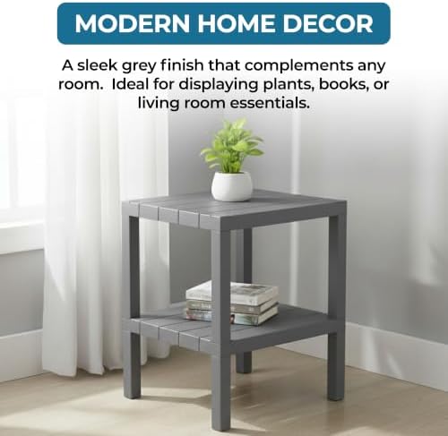 Honey-Can-Do Grey 2-Tier Storage Shelf