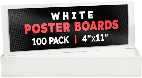 Hygloss White Poster Board 4 x 11-100 Count Bulk Pack, 10 Pt. Thickness