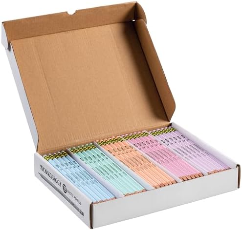 Ticonderoga Wood-Cased Pencils, Pre-Sharpened, 2 HB Soft, Pastel Colors, 150 Count | #2 HB Soft, Pastel Colors, 150 Count, Standard Size, High Quality Eraser