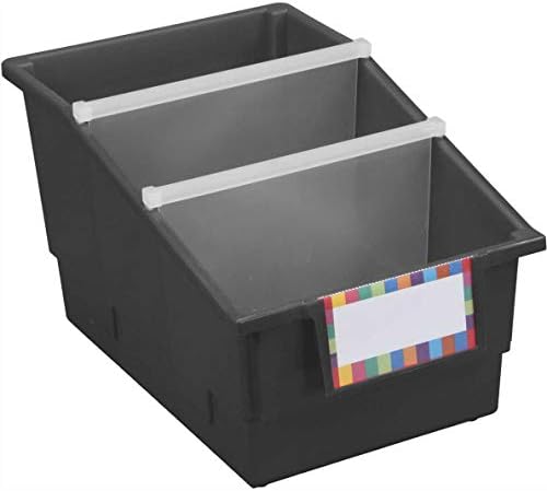 Really Good Stuff Black Chapter Book Classroom Library Bins with Dividers