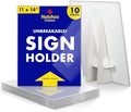 Paper Sign Holder (11 x 14 Inches) Plastic Countertop Display w/Shatterproof (No Acrylic) Clear Design & Cardboard Easel Back Tabletop Slant Support for Stackable Lightweight Portable by Hutchco
