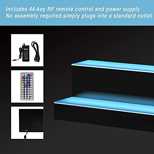MESAlLUP Acrylic 20 Inch 2 Tier LED Liquor Bottle Display Shelf, Lighted Bar Shelves with APP or Remote Control, Mulit Color Lighting for Home Mini Bars Decor, Restaurants & Party Use