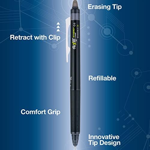 PILOT FriXion Synergy Clicker Erasable, Refillable, Retractable Gel Ink Pens, Extra Fine Point 0.5 mm, Black, FriXion Erasable Pens 0.5 - Ideal for School & Office Writing 1 Count (Pack of 64)