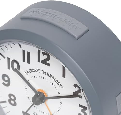 La Crosse Technology 617-710-INT 4-Inch Round Gray Atomic Analog Alarm Clock