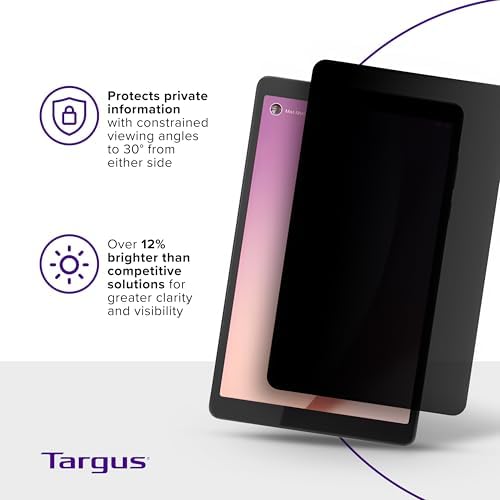 Targus 4Vu Privacy Screen for Lenovo Tab M8 (4th Gen), 2-Way Portrait, 30° Viewing Angle, Blue Light Filter, DefenseGuard, Anti-Glare, Data Security in Public, Easy Install – AST128GLZ