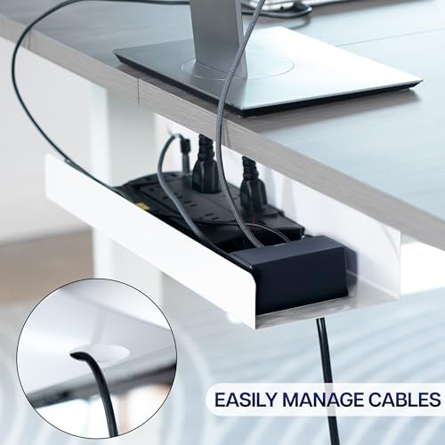 VIVO White 17 inch Extra Deep Cable Management Tray, DESK-AC16-1CW