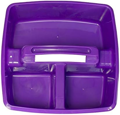 Storex 3-Compartment Small Craft Caddy – Multipurpose Classroom Organizer with Handle, Purple, 6-Pack (00944C06C)