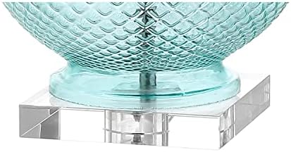 JONATHAN Y Estelle 26" Aqua Diamond-Etched Glass Crystal Table Lamp
