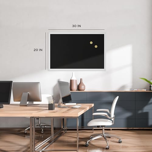 U Brands 20" x 30" Magnetic Chalkboard with White Wood Frame, Blackboard Surface, Wall Mountable, Home, Classroom & Office Organization, Memo & Message Board