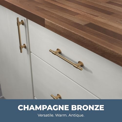 Franklin Brass (10-Pack) – Champagne Bronze Cabinet Handles, 5-1/16 Inch Hole Center, Casual Pulls for Drawers, Kitchen Cabinet Door, Dressers | Francisco