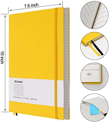 College Ruled Notebook B5, Total 376 Numbered Pages 7.6'' x 10''(YELLOW)