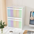 Bamboo Hanging File Organizer, Desktop File Box with Lids, 2 Pack, White | Removable Lid, Clear Acrylic Side Panels, 4 Hanging Folders Included, Helps Reduce Dust, Letter & Legal Size, Easy Assembly