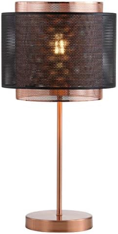 JONATHAN Y Tribeca Double Mesh Drum Table Lamp 19.75" Metal, Copper/Black