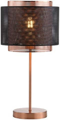 JONATHAN Y Tribeca Double Mesh Drum Table Lamp 19.75" Metal, Copper/Black