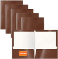 Better Office Products 2 Pocket Glossy Laminated Brown Paper Folders, Box of 25, Letter Size, Brown Paper Portfolios