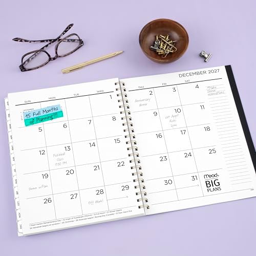 Mead 2027 Planner, Weekly & Monthly, 15-Month Oct-Dec, 8.5" x 11", BIG PLANS, Tea Party (1834-630-27)