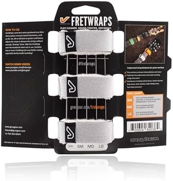 Gruv Gear Fret Wrap & Guitar Mute, Fretwrap for Acoustic, Electric & Bass | String Dampener Recording, Tapping & Practice Accessory (3 Pack, Medium Off-White, Fits 5 String Bass, 7 String Guitar)