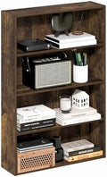 Furinno Basic Book Shelf, 4-Tier Bookcase with Open Shelf, Bookshelf, Cube Storage Organizer, 6 x 24 x 35, for Living Room, Bedroom, Home Office, Amber Pine