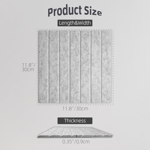Cork Board Alternative - Felt Slat Wall Paneling,Office Bulletin Board for Decoration, Suitable for Displaying Photos and Documents, with Removable Adhesive Labels,12-Pack（Silvery White）