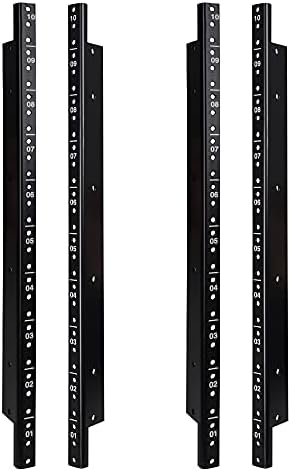 Sound Town 4-Pack 10U Steel Rack Rails, with Black Powder Coated Finish and Screws (ST-RR-10UX2)