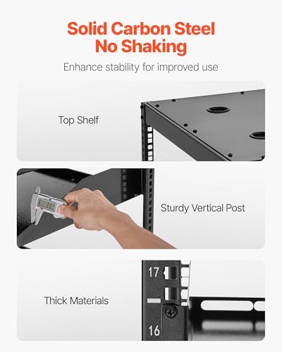 VEVOR 20U Server Rack, Open Frame Network Rack,4-Post Floor Standing or Wall Mounted, Includes 2PCS Vented 1U Rack Shelves & Mounting Hardware, Computer Wall Rack for 19" IT/AV Equipment