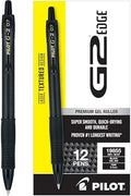 PILOT, G2 Edge Premium Gel Roller Pens, Gel Pens Black Ink, Pack of 12