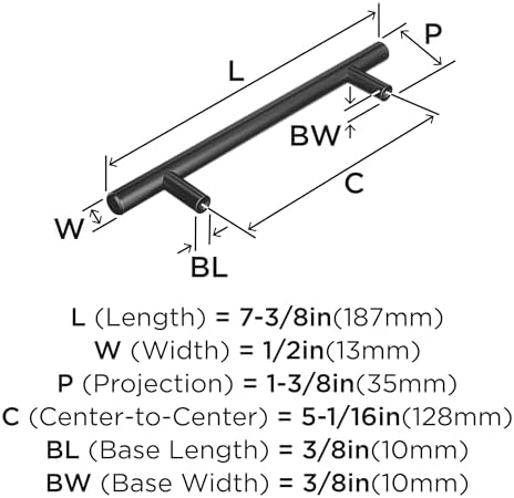 Amerock 10 Pack 5-1/16" Bar Pulls Matte Black Drawer Pull