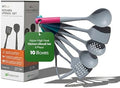 Restaurantware Silicone Utensil Set Pack of 10 Non-Slip Handle 6-Piece Nylon Kitchen Tool Set, Heat-Resistant Dishwasher-Friendly Cooking Accessories, Durable Assorted Cooking Utensils