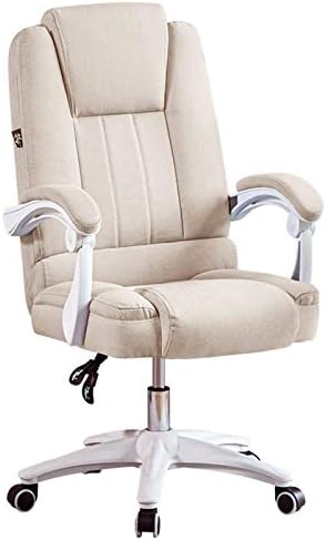 Computer Chair Office Chair Fabric Office Chair Computer Chair Ergonomic Pulley Game Chair Adjustable Tilt 155° with Armrest and Waist Support for Home Ergonomic Desk Chair (Beige Without Foot Pads
